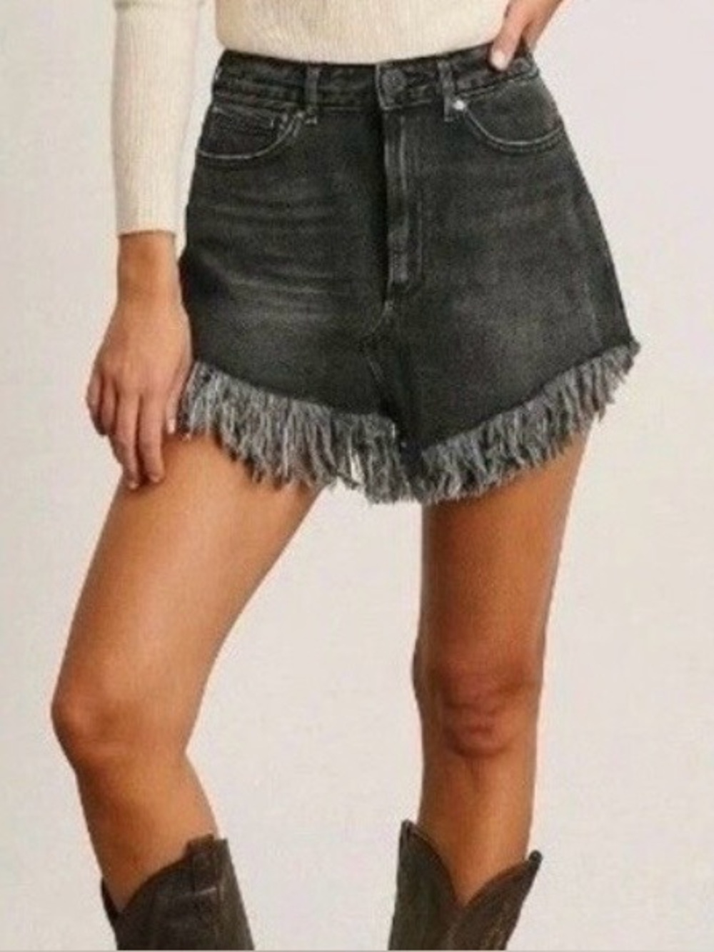 We The Free Mini Skirt Size 27 High Rise Fringe Frayed Hem Boho Western Festival